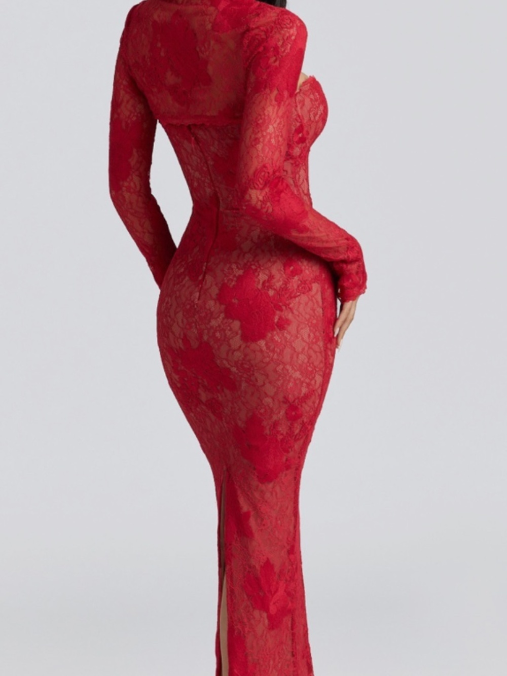 HOUSE OF CB 'Lucienne' Red Lace Embroidered Maxi Dress Size L PLUS CUP - Picture 2 of 6